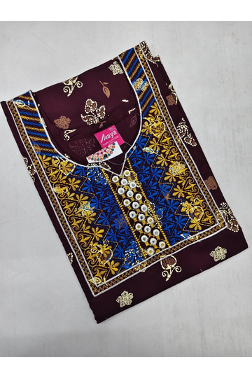 Mirror Work Cotton Nighty with Elegant Embroidery – Soft & Stylis