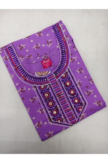 Mirror Work Cotton Nighty with Elegant Embroidery – Soft & Stylis