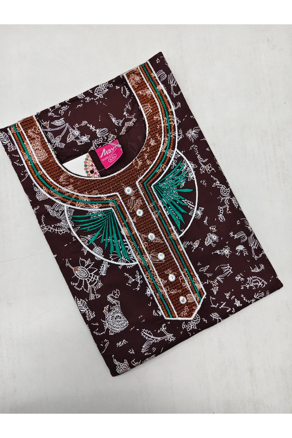 Mirror Work Cotton Nighty with Elegant Embroidery – Soft & Stylis