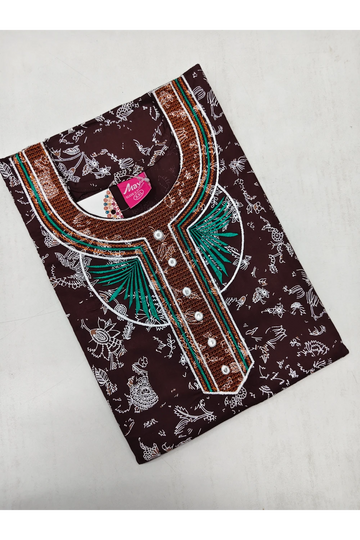 Mirror Work Cotton Nighty with Elegant Embroidery – Soft & Stylis