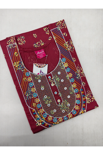 Mirror Work Cotton Nighty with Elegant Embroidery – Soft & Stylis