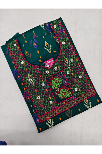 Mirror Work Cotton Nighty with Elegant Embroidery – Soft & Stylis