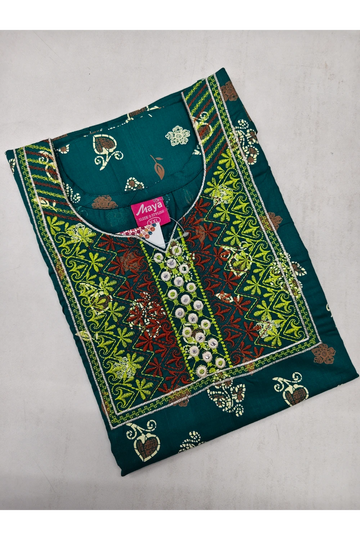 Mirror Work Cotton Nighty with Elegant Embroidery – Soft & Stylis