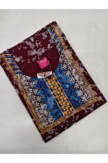 Mirror Work Cotton Nighty with Elegant Embroidery – Soft & Stylis