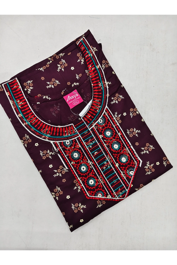 Mirror Work Cotton Nighty with Elegant Embroidery – Soft & Stylis