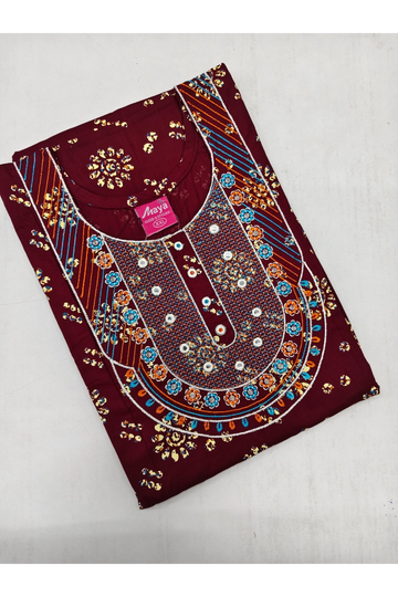 Mirror Work Cotton Nighty with Elegant Embroidery – Soft & Stylis