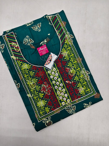 Mirror Work Cotton Nighty with Elegant Embroidery – Soft & Stylis