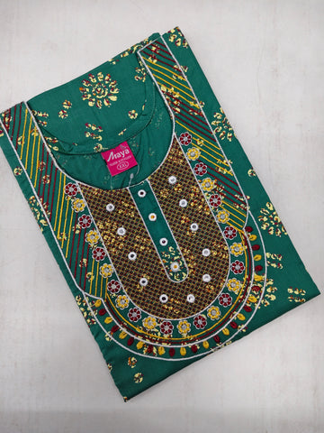 Mirror Work Cotton Nighty with Elegant Embroidery – Soft & Stylis