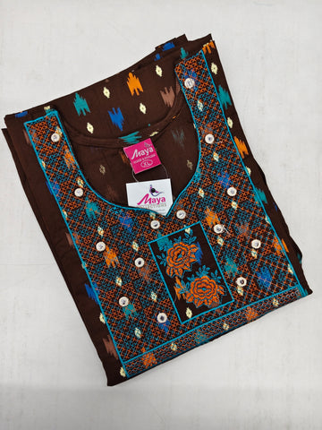 Mirror Work Cotton Nighty with Elegant Embroidery – Soft & Stylis