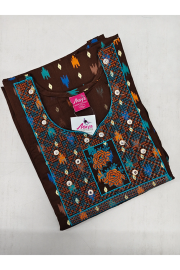 Mirror Work Cotton Nighty with Elegant Embroidery – Soft & Stylis