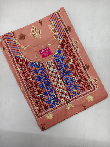 Mirror Work Cotton Nighty with Elegant Embroidery – Soft & Stylis