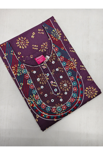 Mirror Work Cotton Nighty with Elegant Embroidery – Soft & Stylis