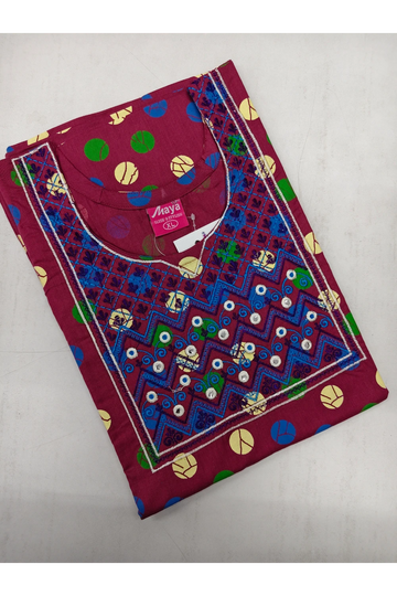 Mirror Work Cotton Nighty with Elegant Embroidery – Soft & Stylis