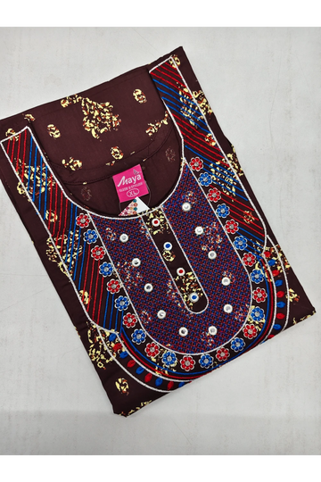 Mirror Work Cotton Nighty with Elegant Embroidery – Soft & Stylis