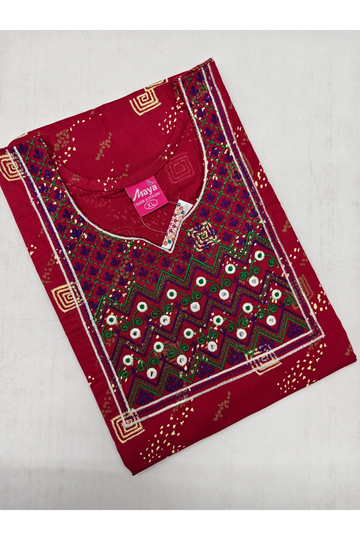 Mirror Work Cotton Nighty with Elegant Embroidery – Soft & Stylis