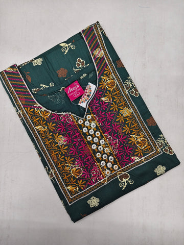 Mirror Work Cotton Nighty with Elegant Embroidery – Soft & Stylis