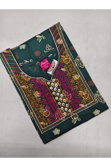 Mirror Work Cotton Nighty with Elegant Embroidery – Soft & Stylis