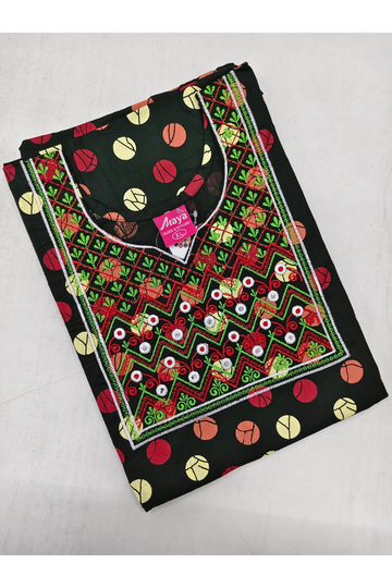 Mirror Work Cotton Nighty with Elegant Embroidery – Soft & Stylis