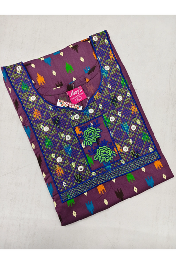 Mirror Work Cotton Nighty with Elegant Embroidery – Soft & Stylis