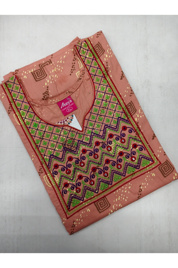 Mirror Work Cotton Nighty with Elegant Embroidery – Soft & Stylis