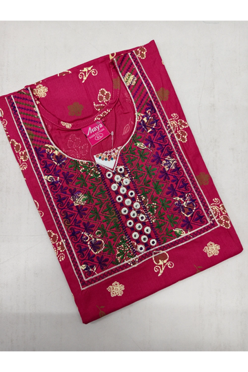 Mirror Work Cotton Nighty with Elegant Embroidery – Soft & Stylis