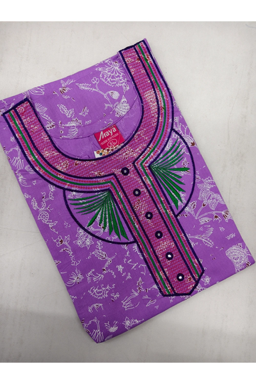 Mirror Work Cotton Nighty with Elegant Embroidery – Soft & Stylis