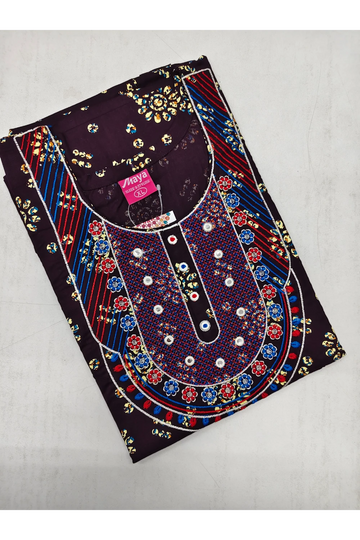 Mirror Work Cotton Nighty with Elegant Embroidery – Soft & Stylis