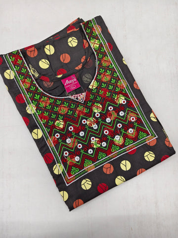 Mirror Work Cotton Nighty with Elegant Embroidery – Soft & Stylis