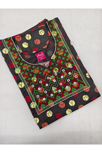 Mirror Work Cotton Nighty with Elegant Embroidery – Soft & Stylis