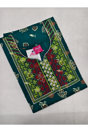 Mirror Work Cotton Nighty with Elegant Embroidery – Soft & Stylis