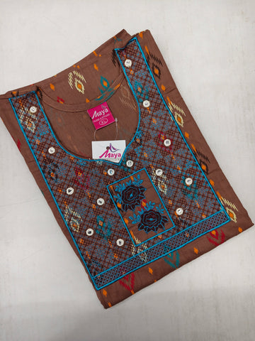 Mirror Work Cotton Nighty with Elegant Embroidery – Soft & Stylis