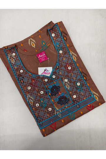 Mirror Work Cotton Nighty with Elegant Embroidery – Soft & Stylis