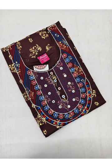 Mirror Work Cotton Nighty with Elegant Embroidery – Soft & Stylis