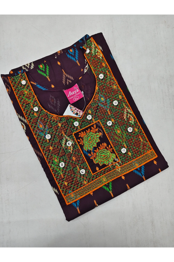 Mirror Work Cotton Nighty with Elegant Embroidery – Soft & Stylis