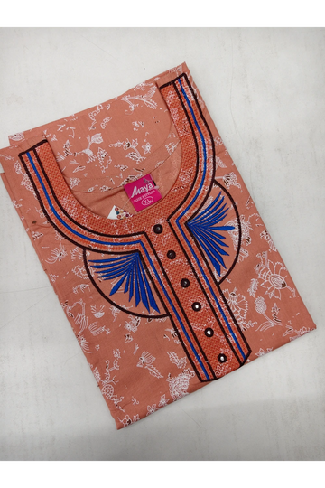 Mirror Work Cotton Nighty with Elegant Embroidery – Soft & Stylis