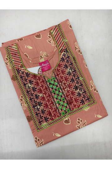 Mirror Work Cotton Nighty with Elegant Embroidery – Soft & Stylis