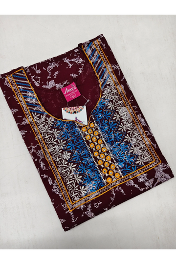 Mirror Work Cotton Nighty with Elegant Embroidery – Soft & Stylis