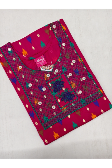 Mirror Work Cotton Nighty with Elegant Embroidery – Soft & Stylis