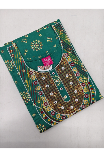 Mirror Work Cotton Nighty with Elegant Embroidery – Soft & Stylis