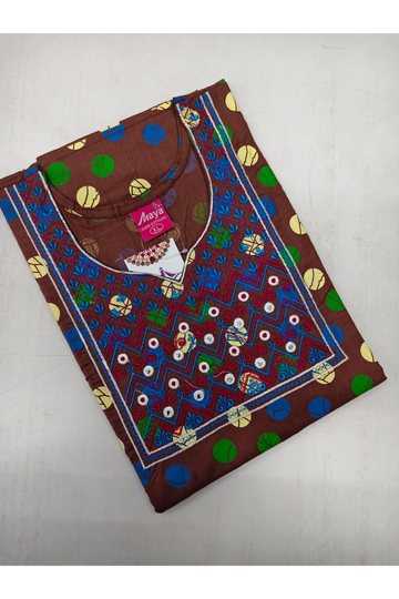 Mirror Work Cotton Nighty with Elegant Embroidery – Soft & Stylis