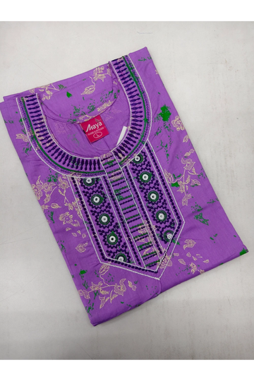 Mirror Work Cotton Nighty with Elegant Embroidery – Soft & Stylis