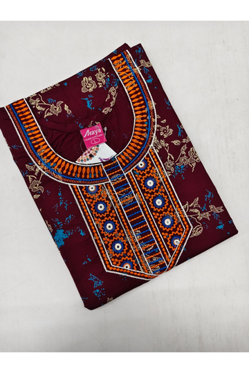 Mirror Work Cotton Nighty with Elegant Embroidery – Soft & Stylis