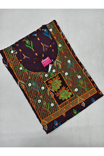 Mirror Work Cotton Nighty with Elegant Embroidery – Soft & Stylis
