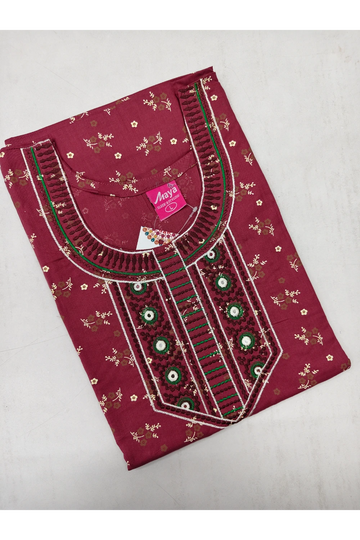 Mirror Work Cotton Nighty with Elegant Embroidery – Soft & Stylis