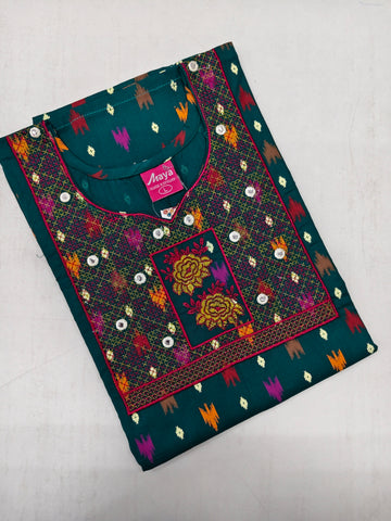 Mirror Work Cotton Nighty with Elegant Embroidery – Soft & Stylis