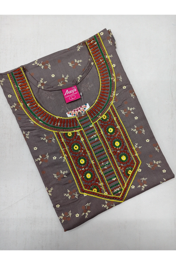Mirror Work Cotton Nighty with Elegant Embroidery – Soft & Stylis