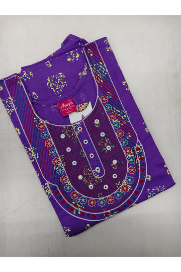 Mirror Work Cotton Nighty with Elegant Embroidery – Soft & Stylis
