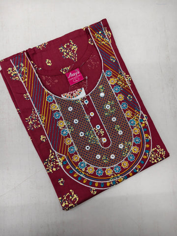 Mirror Work Cotton Nighty with Elegant Embroidery – Soft & Stylis