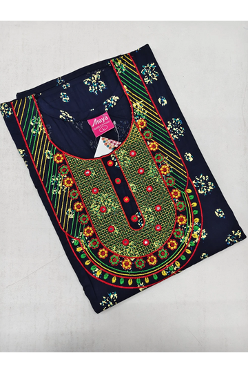 Mirror Work Cotton Nighty with Elegant Embroidery – Soft & Stylis