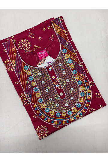 Mirror Work Cotton Nighty with Elegant Embroidery – Soft & Stylis